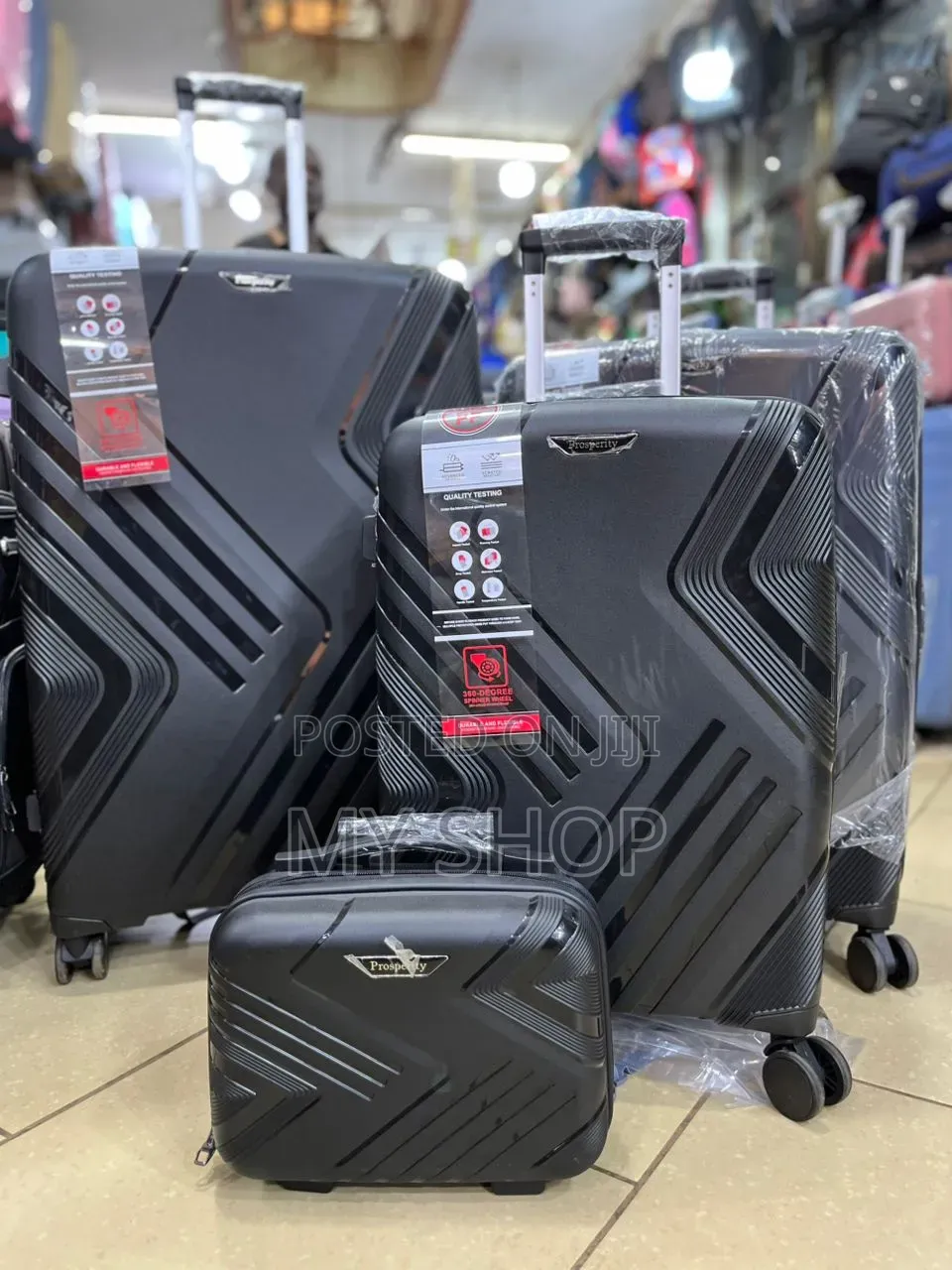Black Plastic Travel Suitcases - Set of 4pcs
