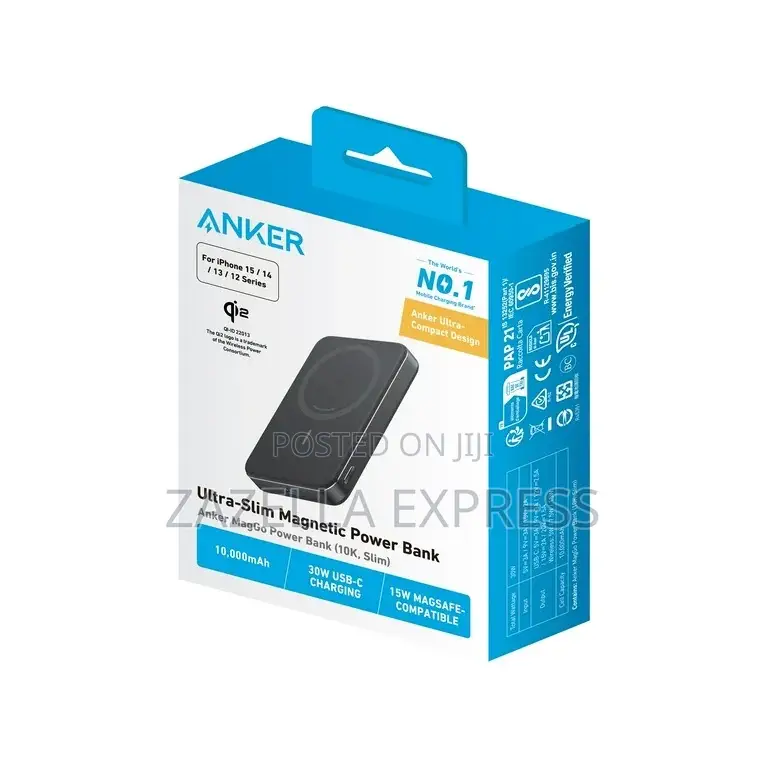 Anker Ultra Slim Mag Go Power Bank 30w, 10,000mah Magnetic Portable