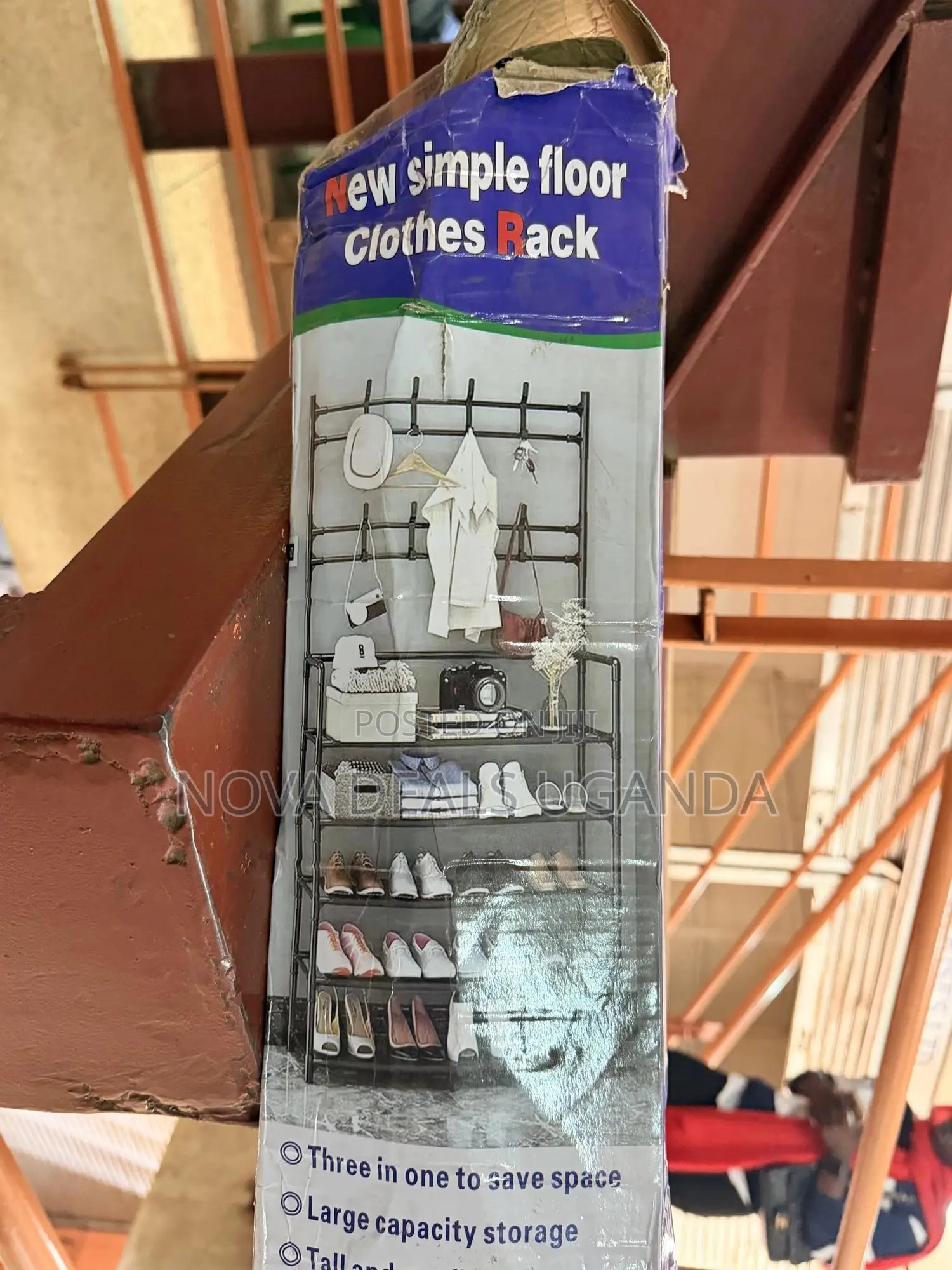 New Simple Floor Clothes Rack Portable Wardrobe Stand With Shoe Shelf