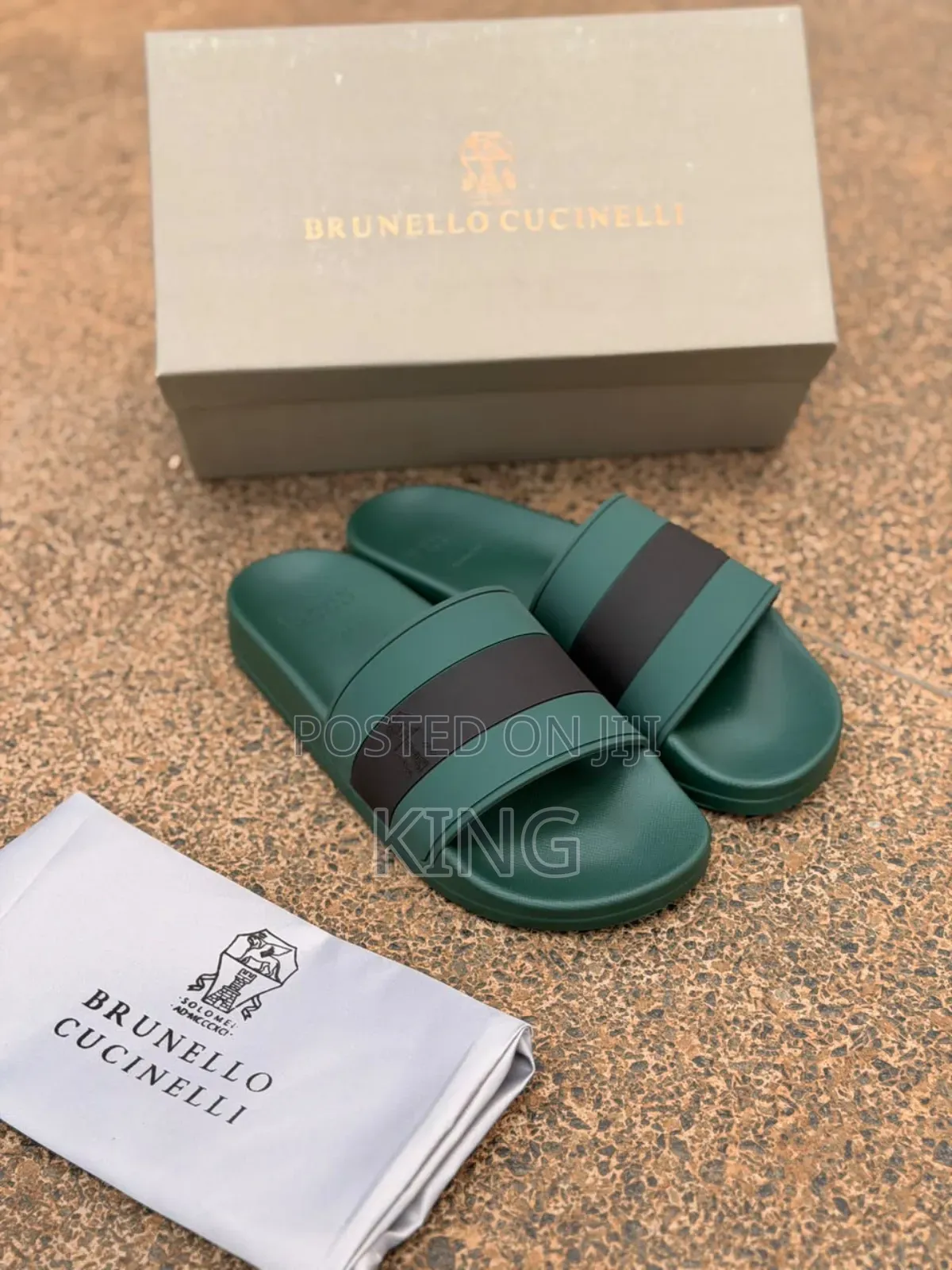Off Limits Fiesta Slides White, Black and Green.