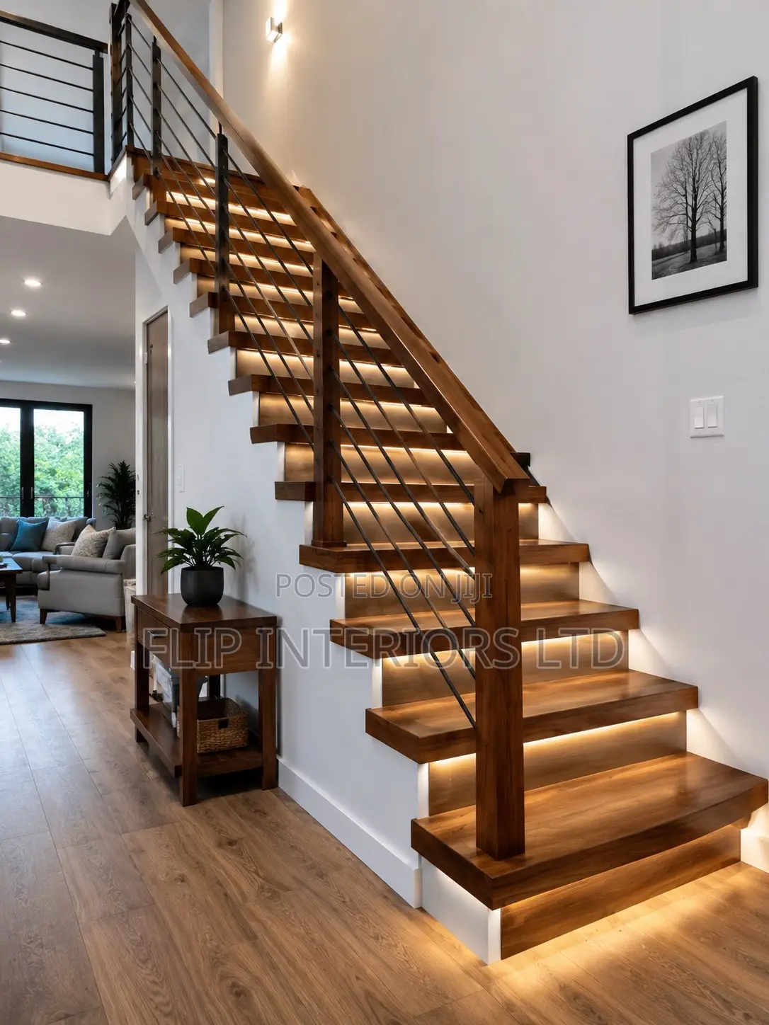 Modern Staircase Wood Finish Handrail Installations