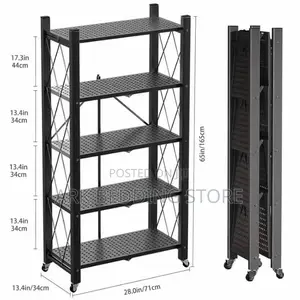 Rolling Foldablemetal Shelf Unit