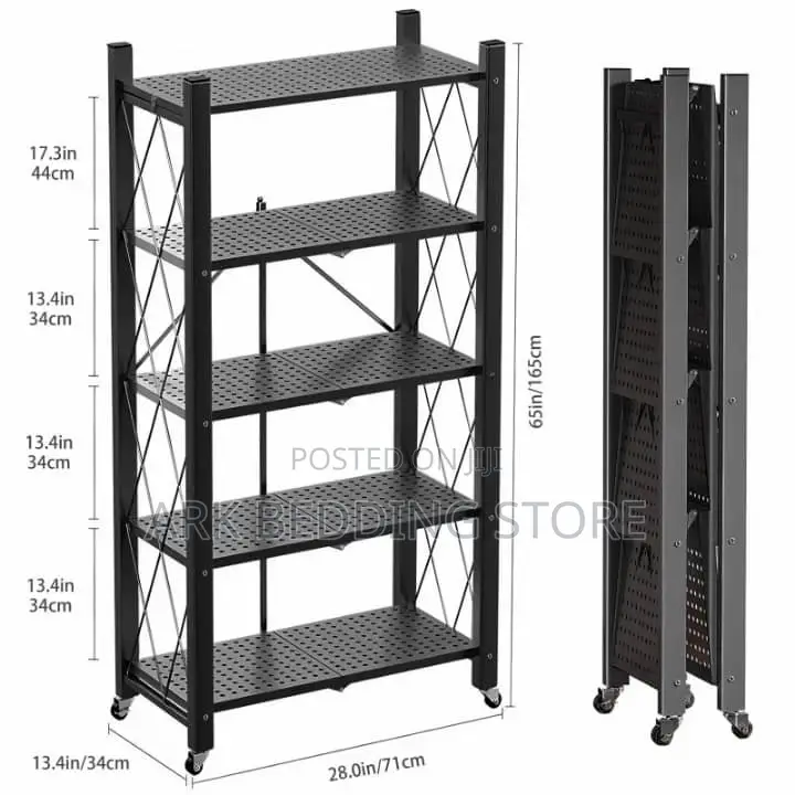 Rolling Foldablemetal Shelf Unit
