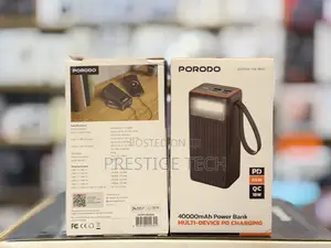 Porodo 40000mah Power Bank 65w, Laptop Power Bank, Built-in Flashlight
