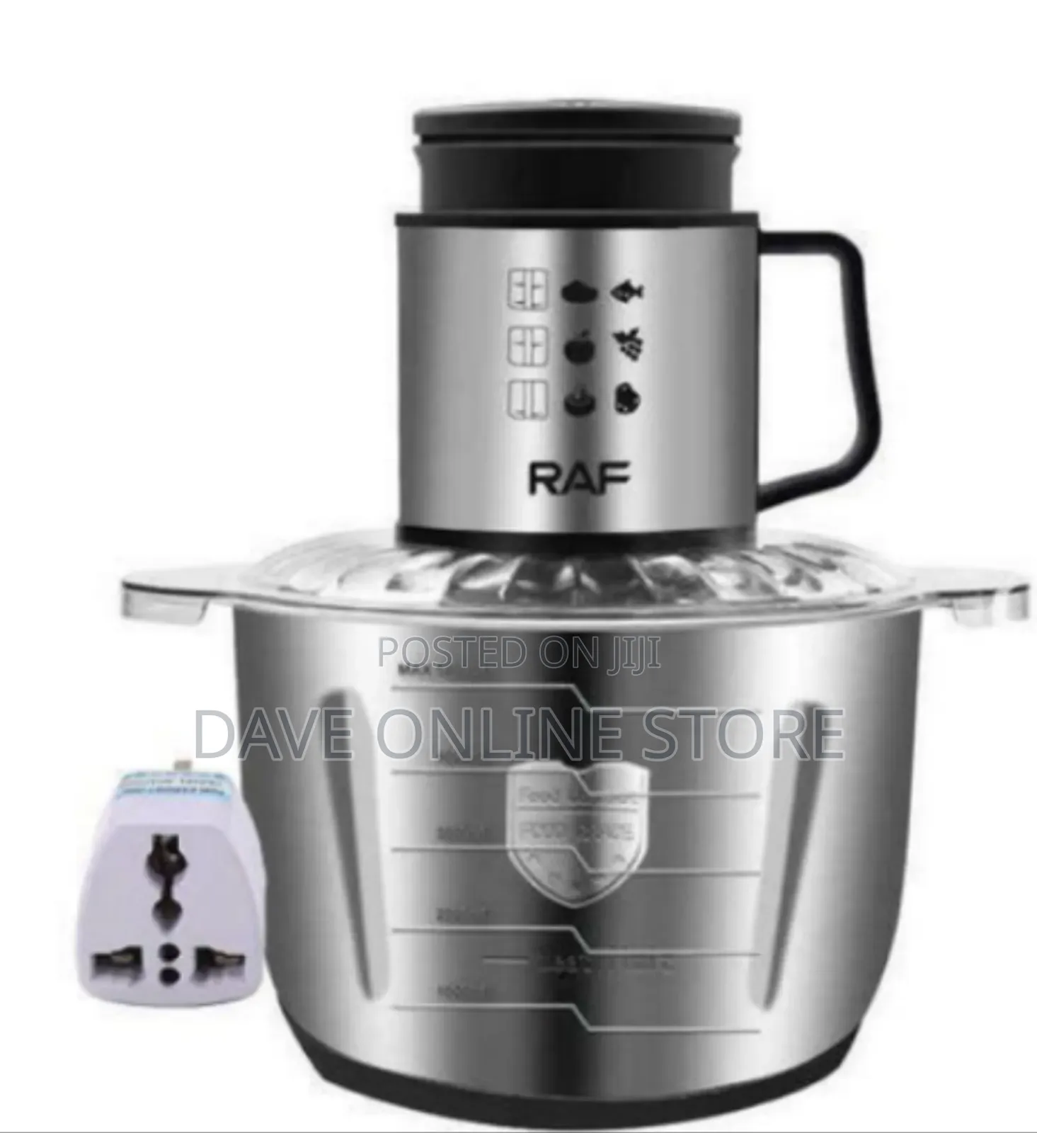 Raf Multi-Function Electric Food Chopper With Stainless Steel Bowl