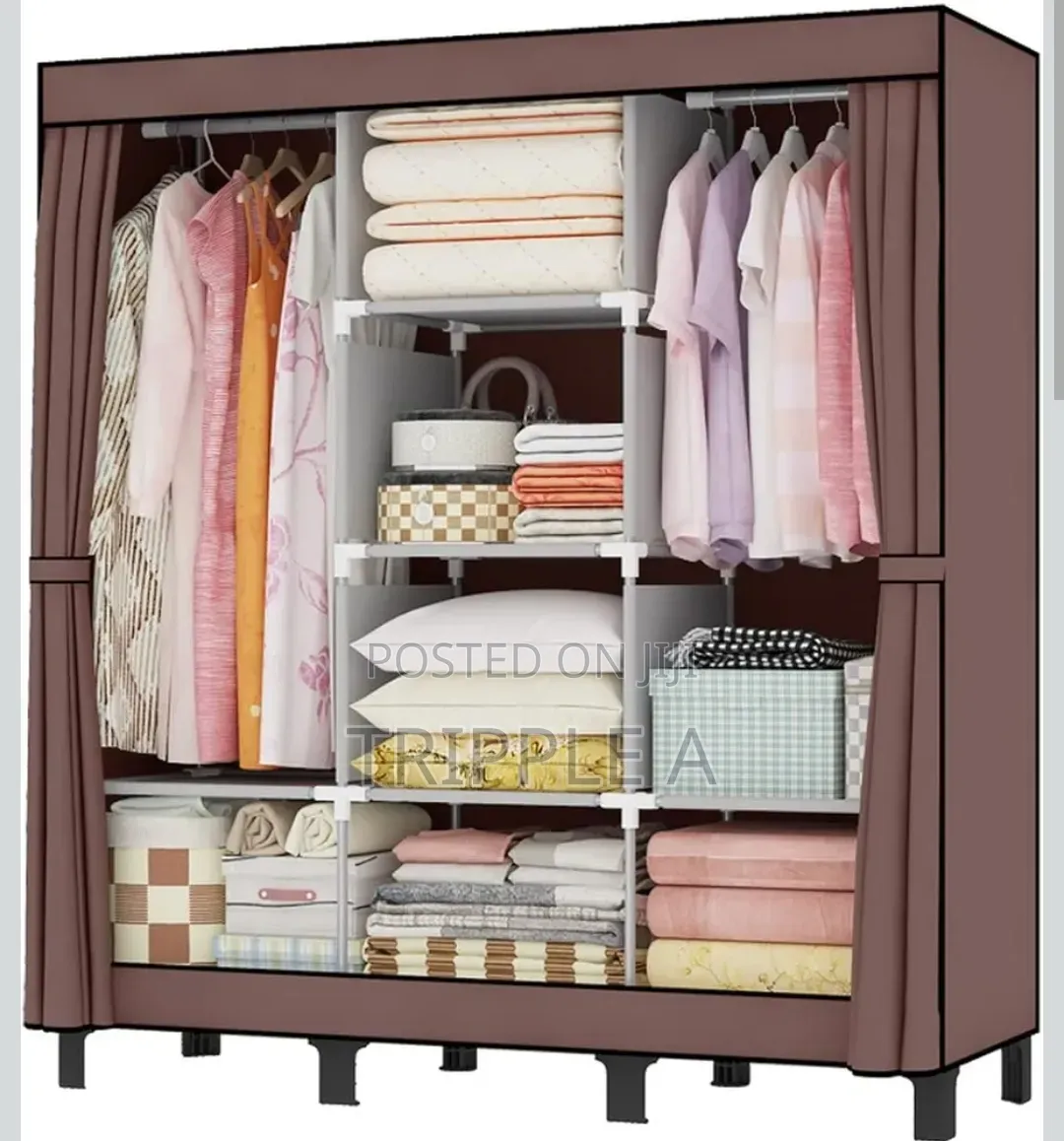 Portable Wooden Frame Canvas Wardrobe