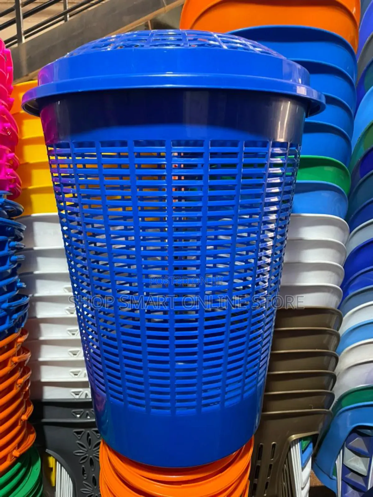 Blue Plastic Laundry Basket
