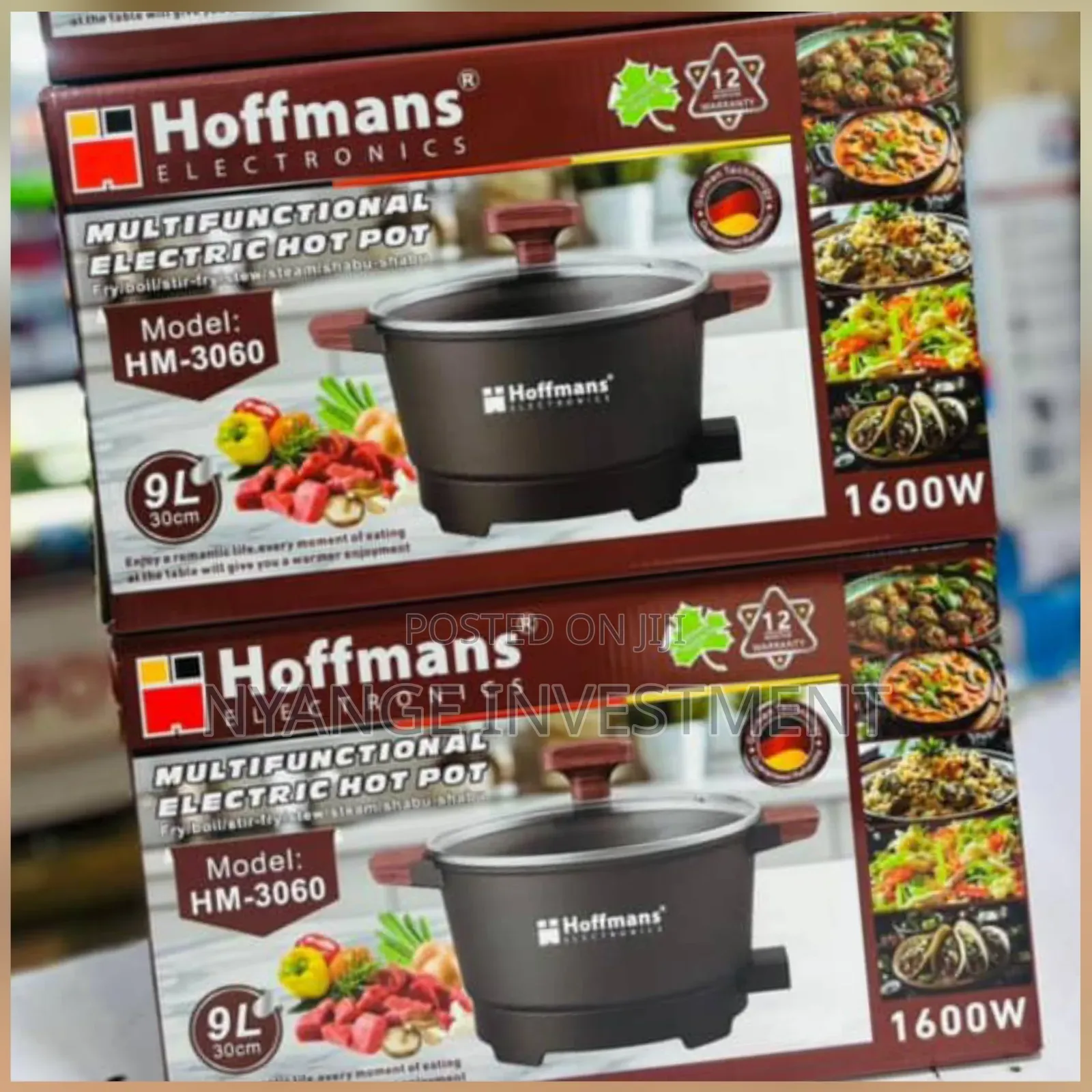 Hoffmans 9l Multifunctional Electric Hot Pot, Model Hm-3060.  Pot