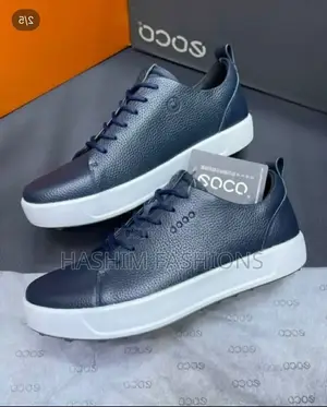 Original New Navy Blue Leather Eccosoft 7 Men's Casual Sneakers