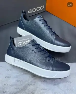 Original New Navy Blue Leather Eccosoft 7 Men's Casual Sneakers