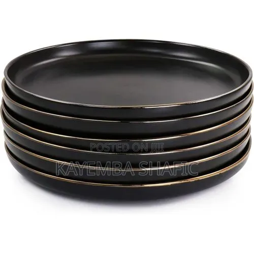 Happy Home 6 Piece Black-Coffee Stoneware Dinner Plate Set