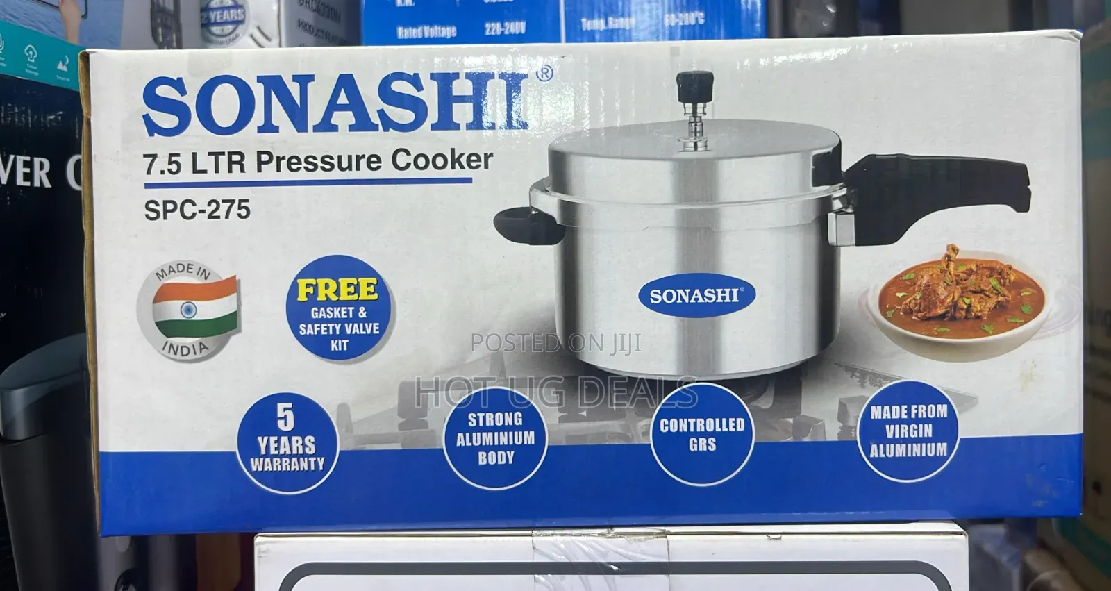 Sonashi 7.5l Pressure Cooker – Heavy-Base With Whistling Valve