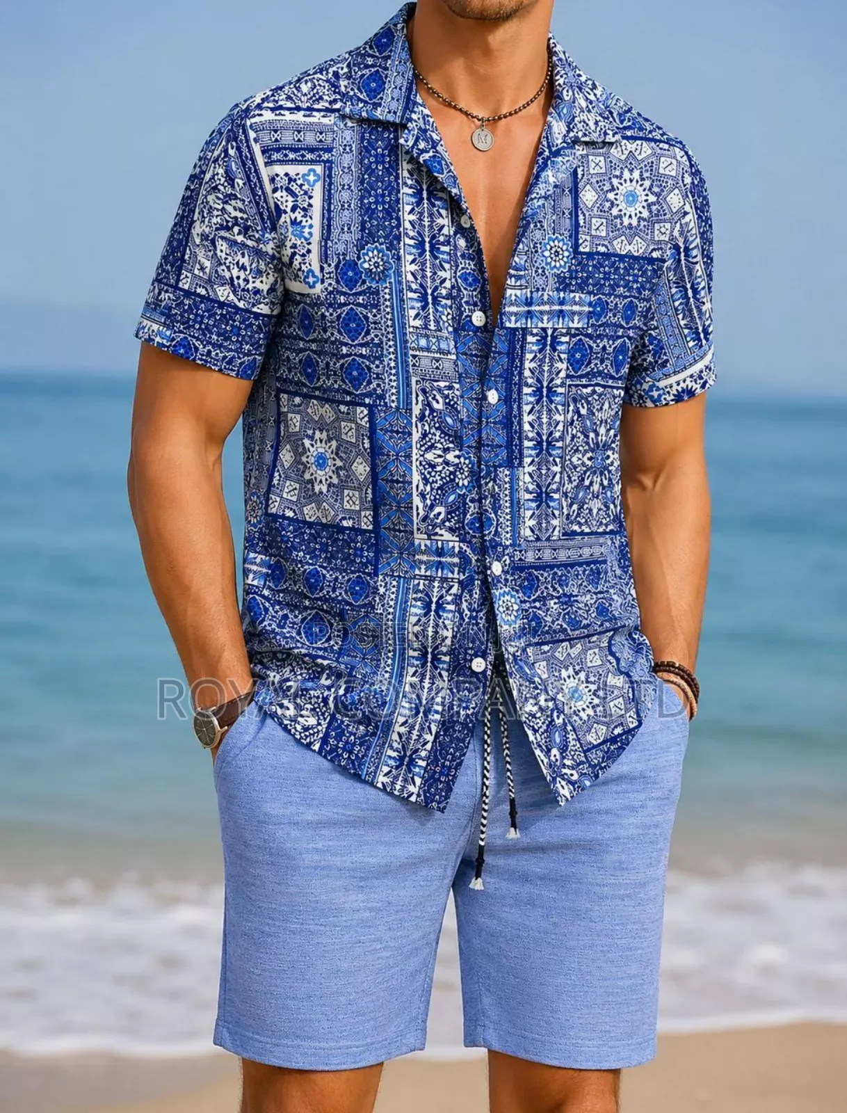 Men Beach Wear Set(Shirt and Pant)