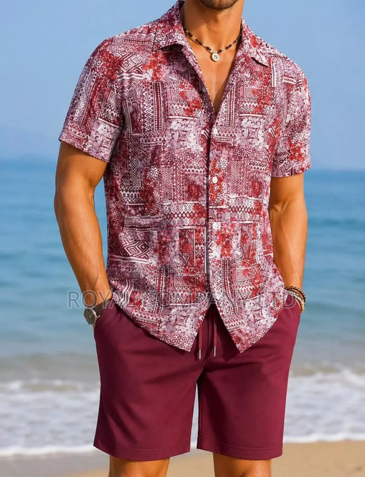 Men Beach Wear Set(Shirt and Pant)