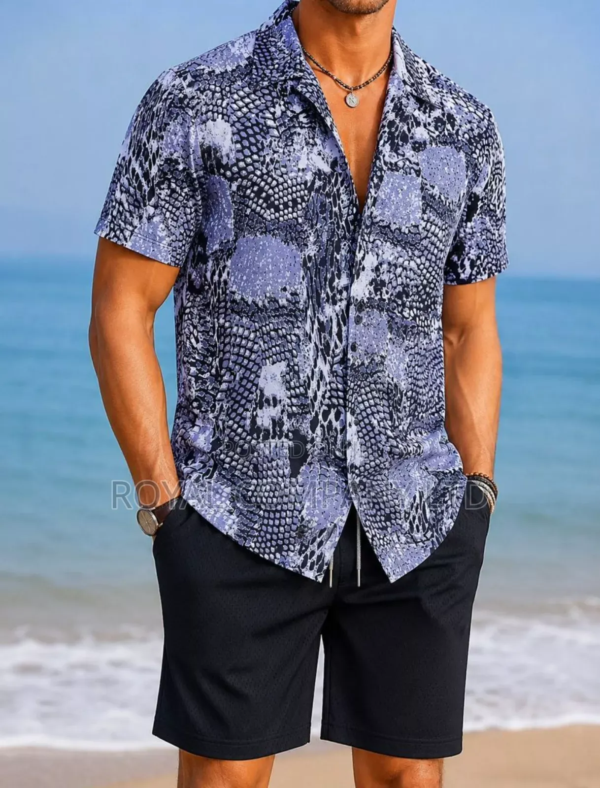 Men Beach Wear Set(Shirt and Pant)