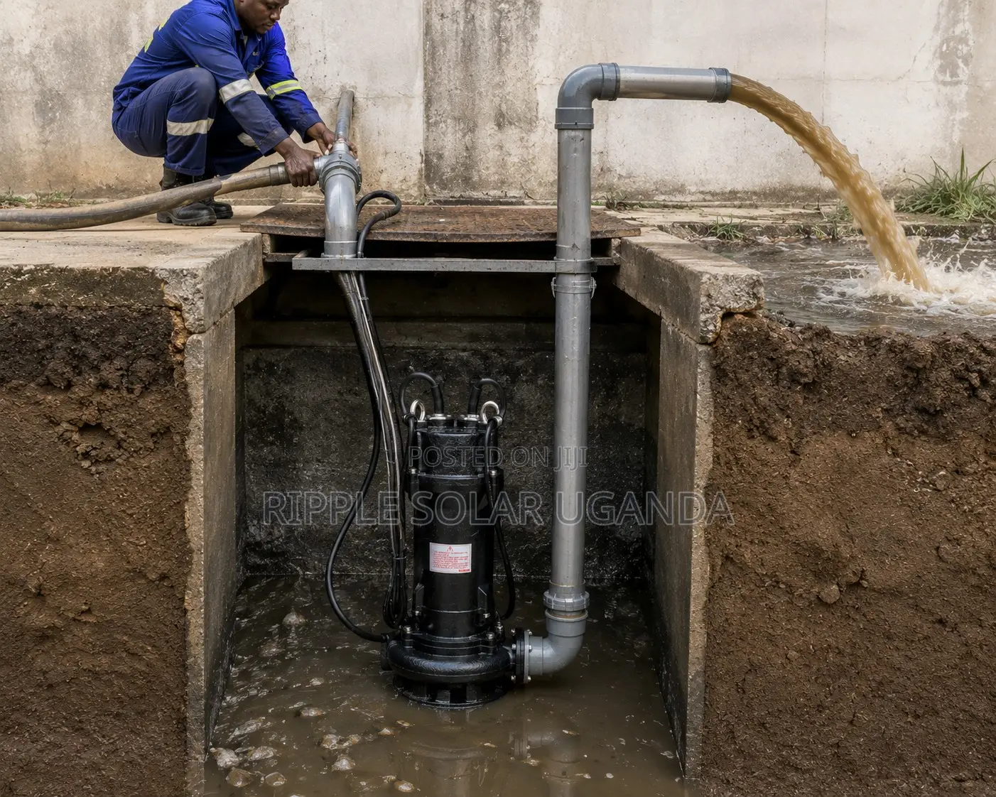 1500w Ac Grinder Sewage Pump 15m Head Heavy Duty Submersible