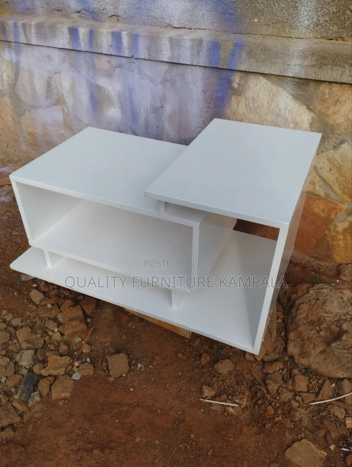 Modern White Coffee Table With Glass Top and Storage