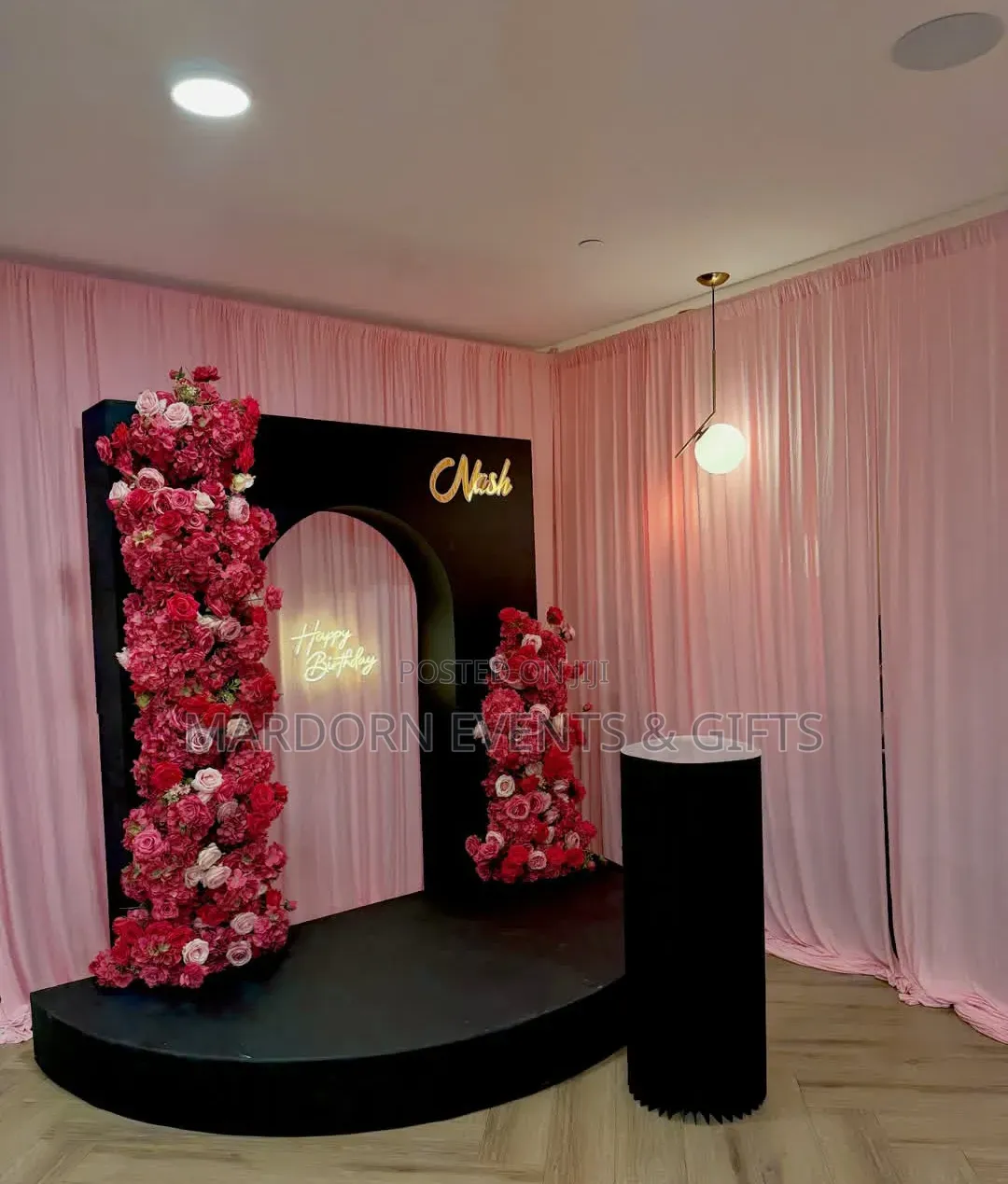 Floral Pink, Gold and Black Birthday Party