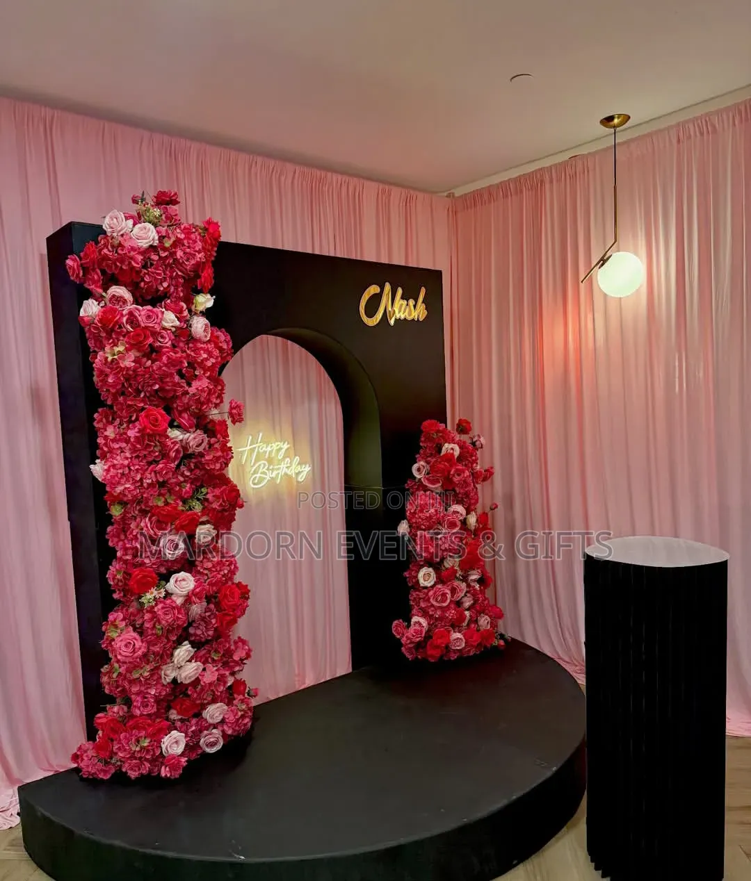Floral Pink, Gold and Black Birthday Party