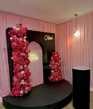 Floral Pink, Gold and Black Birthday Party