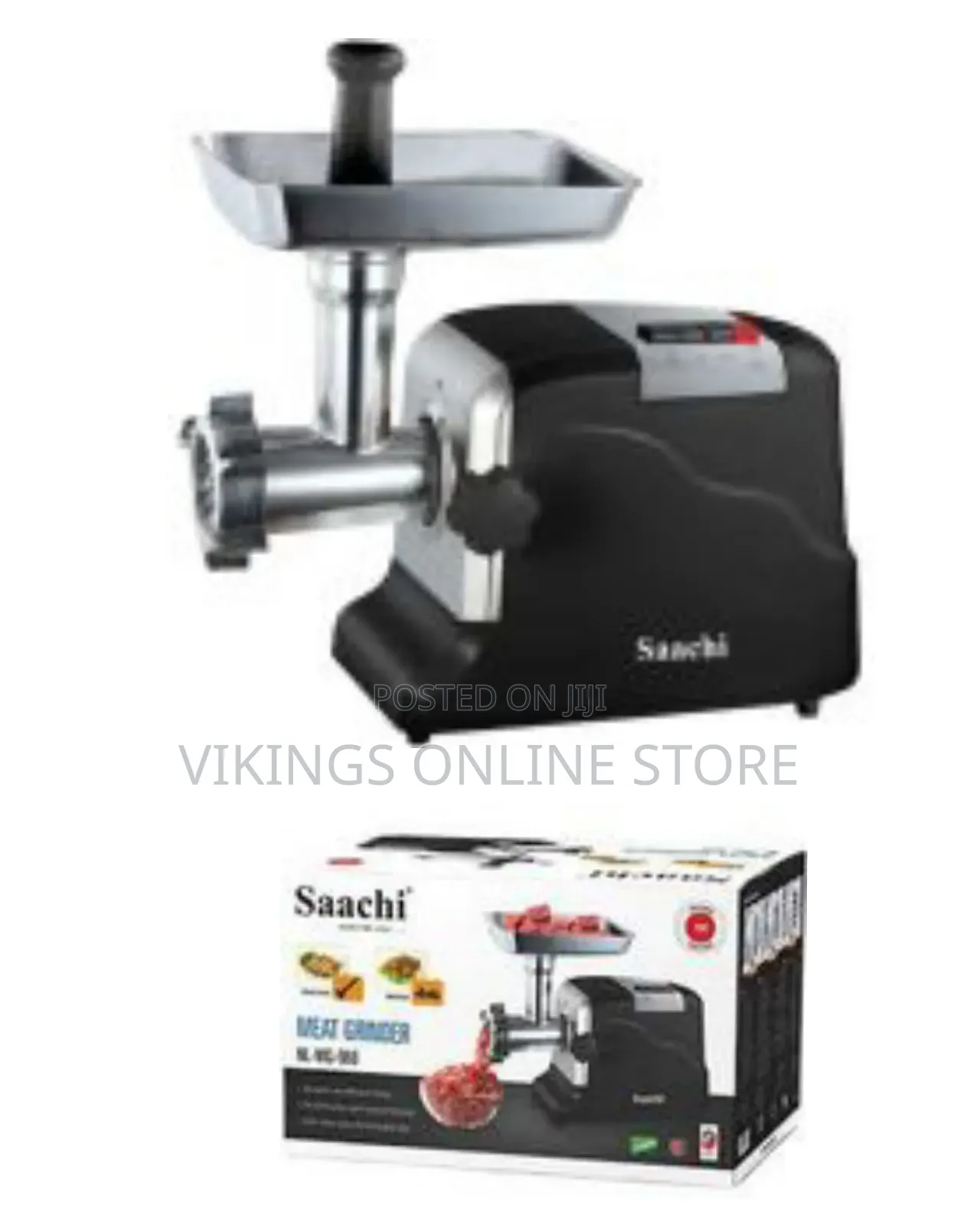 Saachi Meat Grinder With 3 Metal Cutting Plates for Sausages Kibbeh
