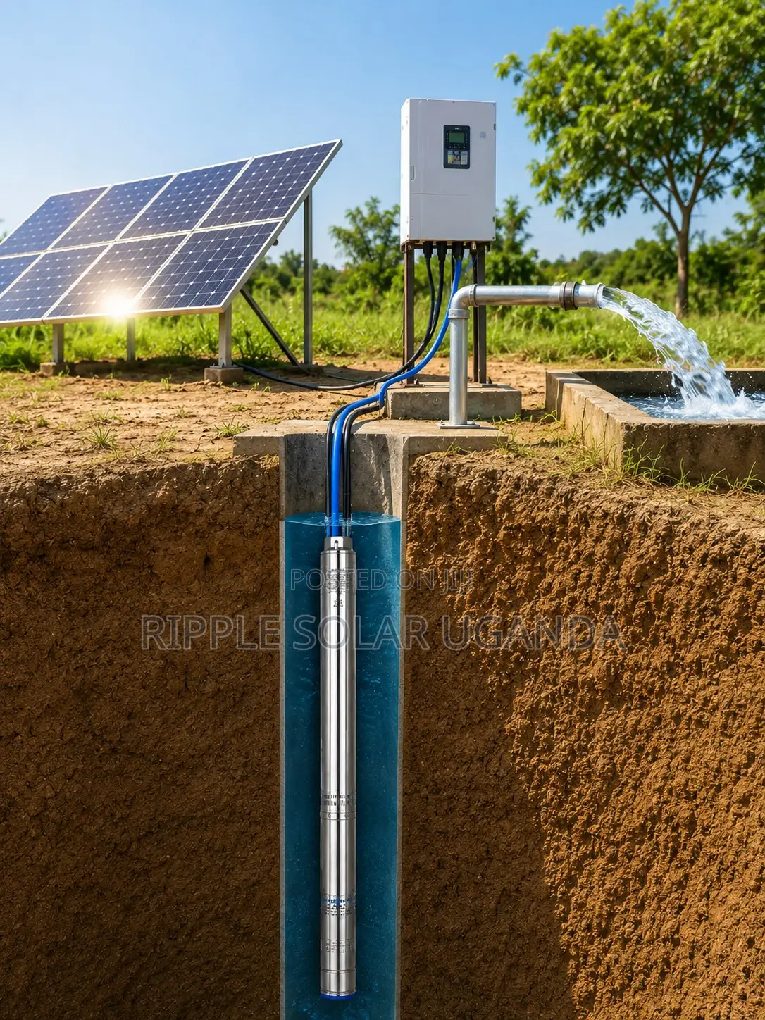 7500w Solar Borehole Pump 250m Head Deep Well Water Pump