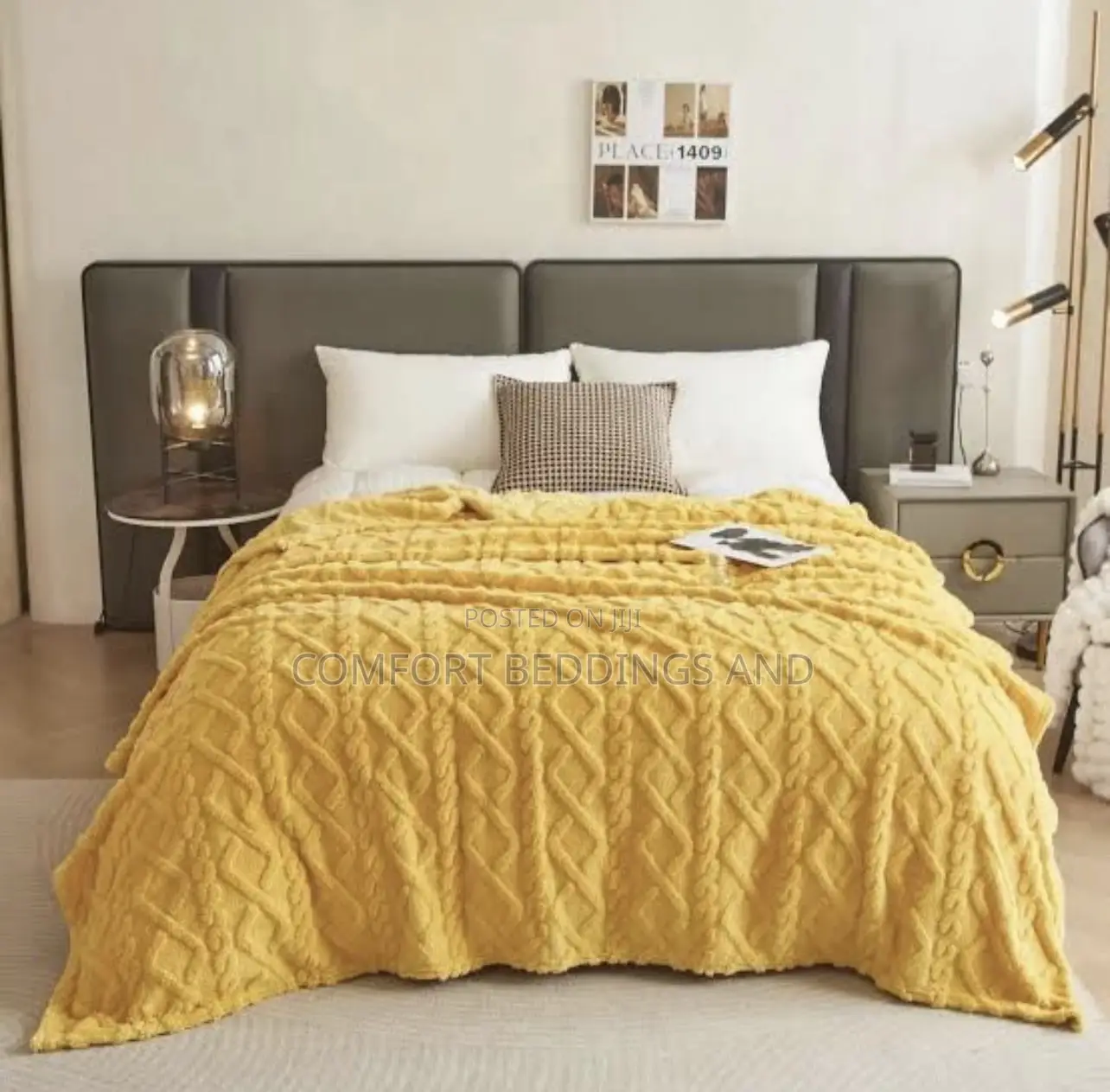Six by Six Tufted Fleece Blanket Yellow