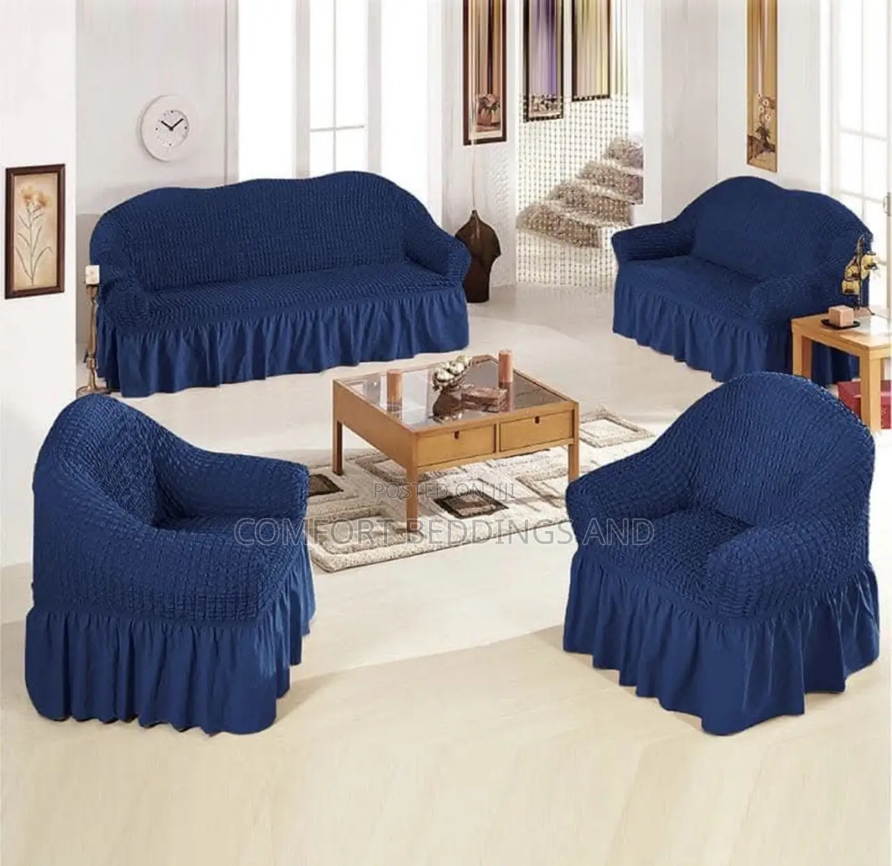 Sofa Covers 3:2:1:1 Navy Blue