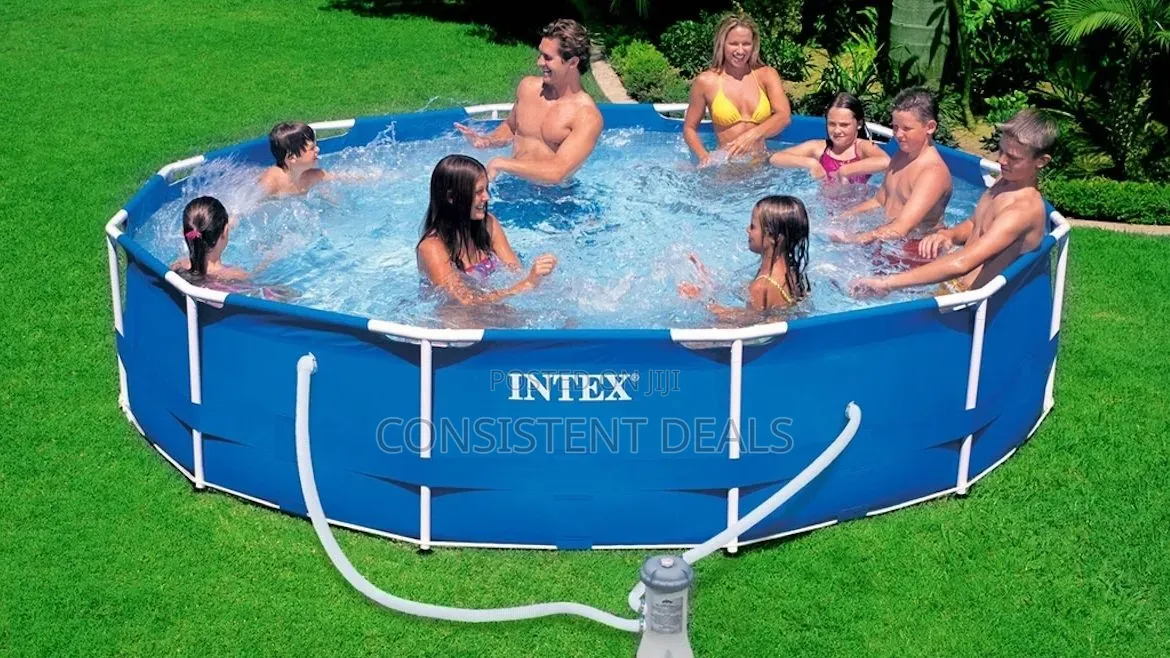 Metal Frame Round 4485 L, Steel and Pvc, Blue, 305 X 76 Cm
