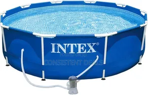 Metal Frame Round 4485 L, Steel and Pvc, Blue, 305 X 76 Cm