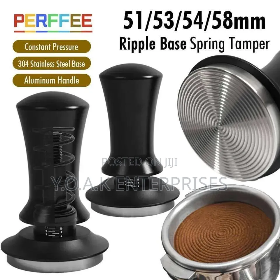 Calibrated Spring-Loaded Espresso Tamper With a Ripple Base