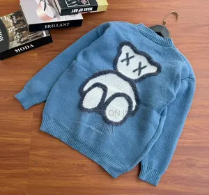 Light Blue, v-Neck Knitted Cardigan
