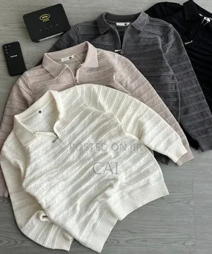 Men's Knitted Polo Collar Quarter Zip Sweater
