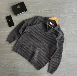 Men's Knitted Polo Collar Quarter Zip Sweater