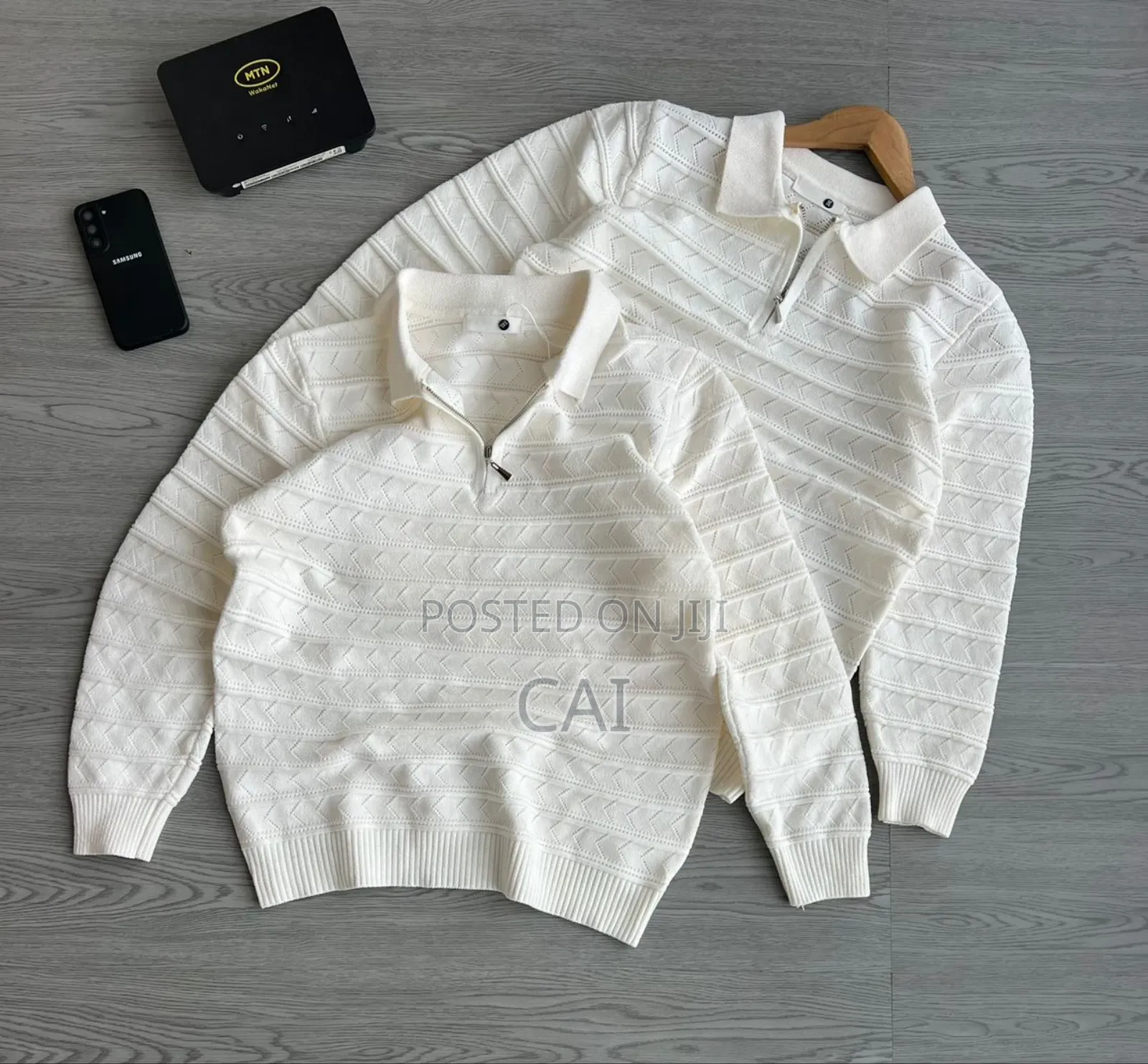 Men's Knitted Polo Collar Quarter Zip Sweater
