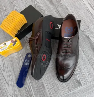 Franco Banetti Classic Wingtip Oxford Dress Shoes in Dark Brown.