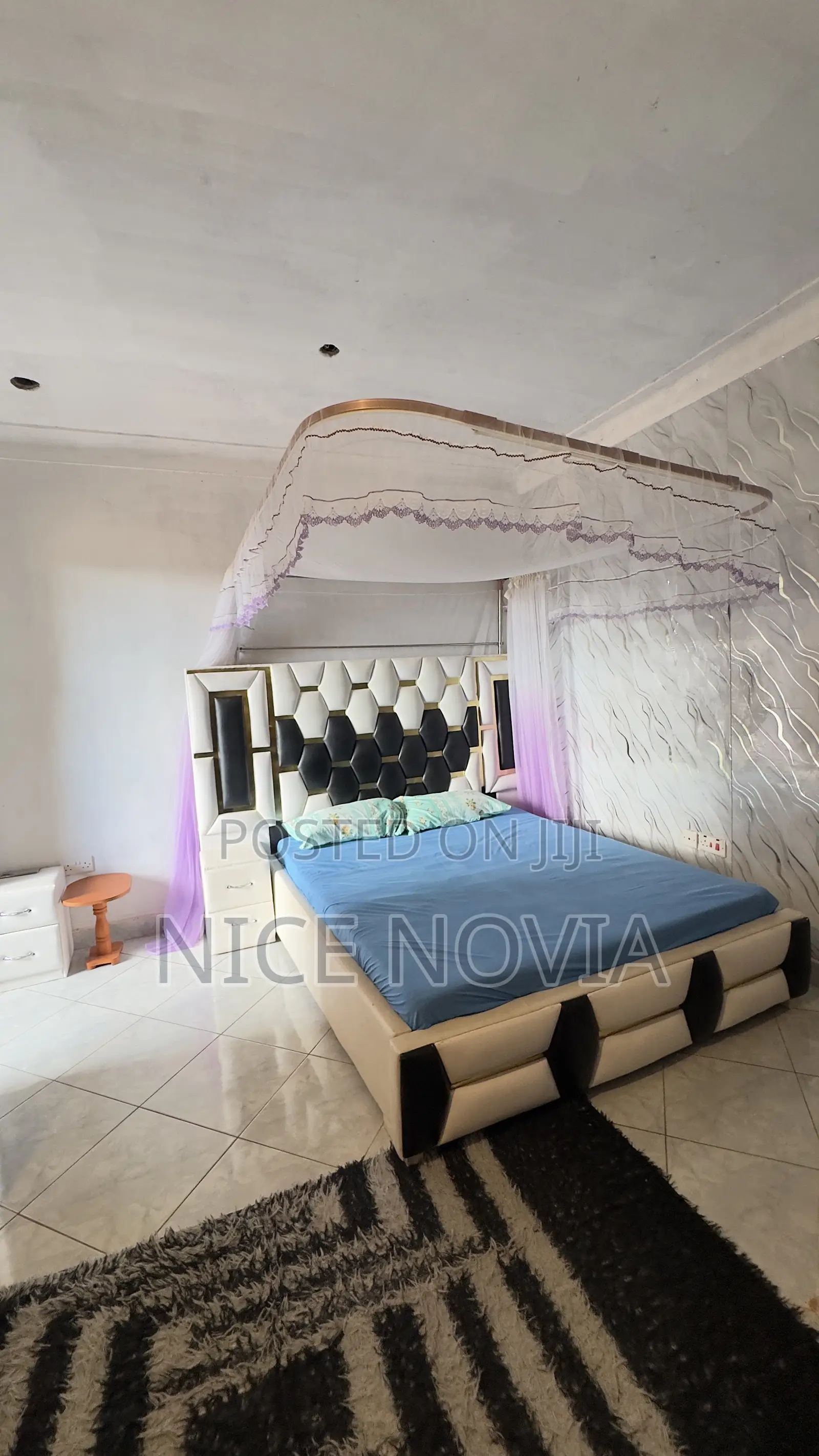 Wooden White Leather Bed Frame 5 by 6