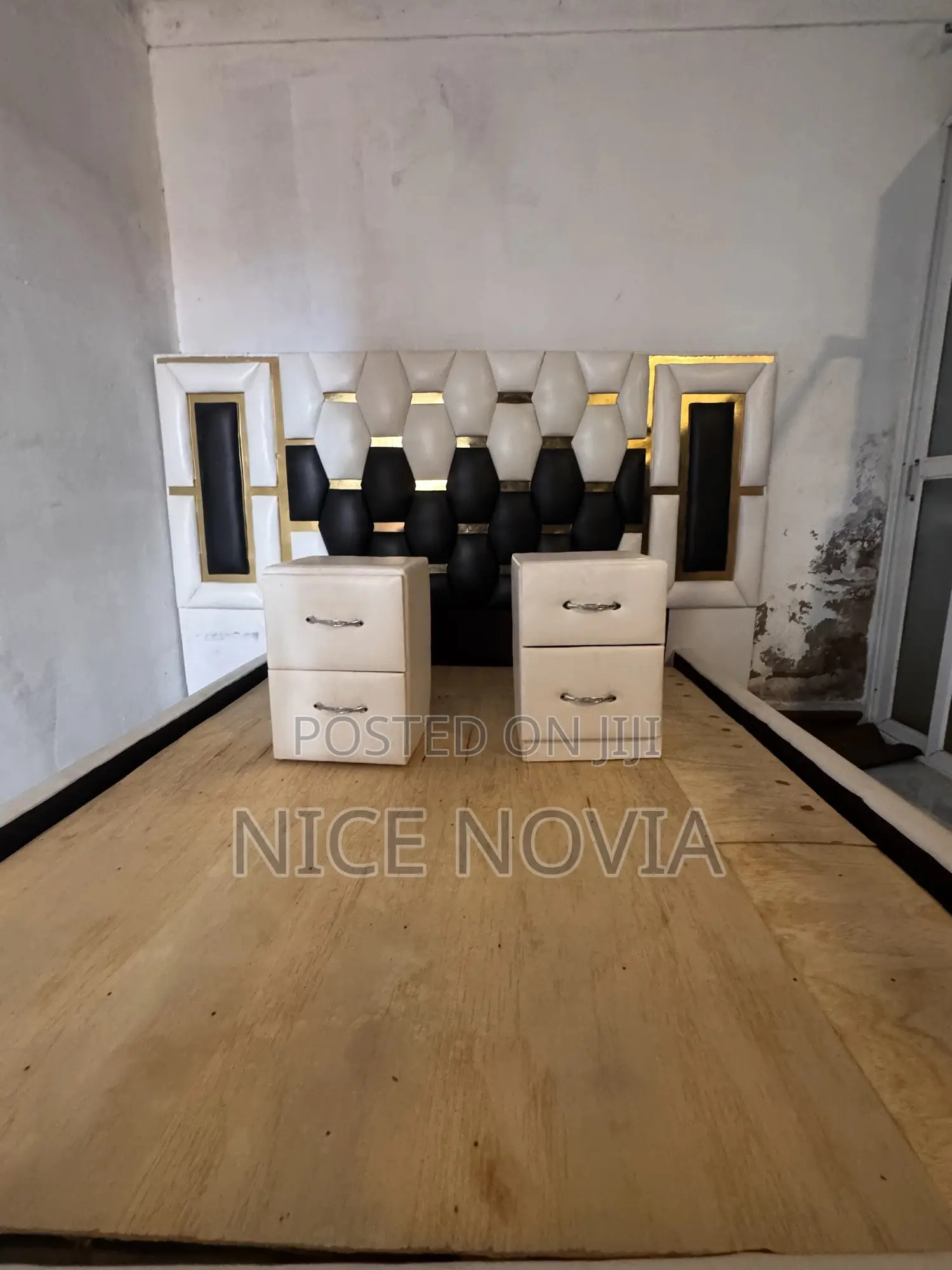 Wooden White Leather Bed Frame 5 by 6