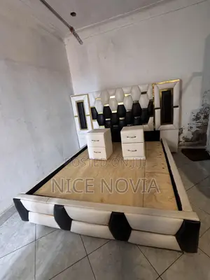 Wooden White Leather Bed Frame 5 by 6