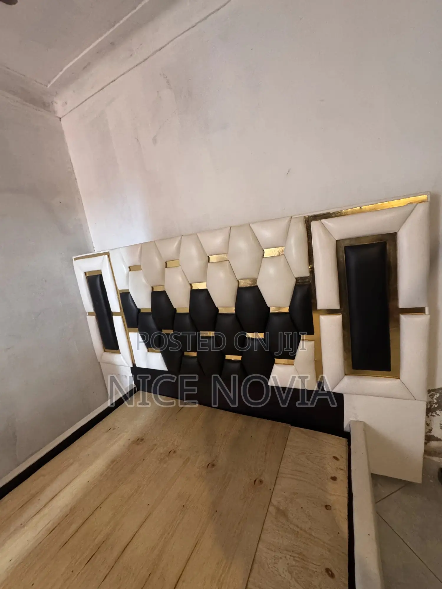 Wooden White Leather Bed Frame 5 by 6