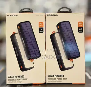 Porodo 20000mah Solar-Powered Power Bank With 22.5w Fast Charging