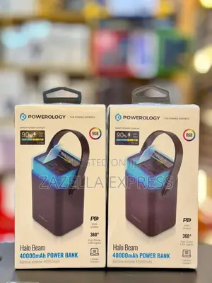 Powerology Halo Beam 40000mah Power Bank 65w With RGB Light Torch