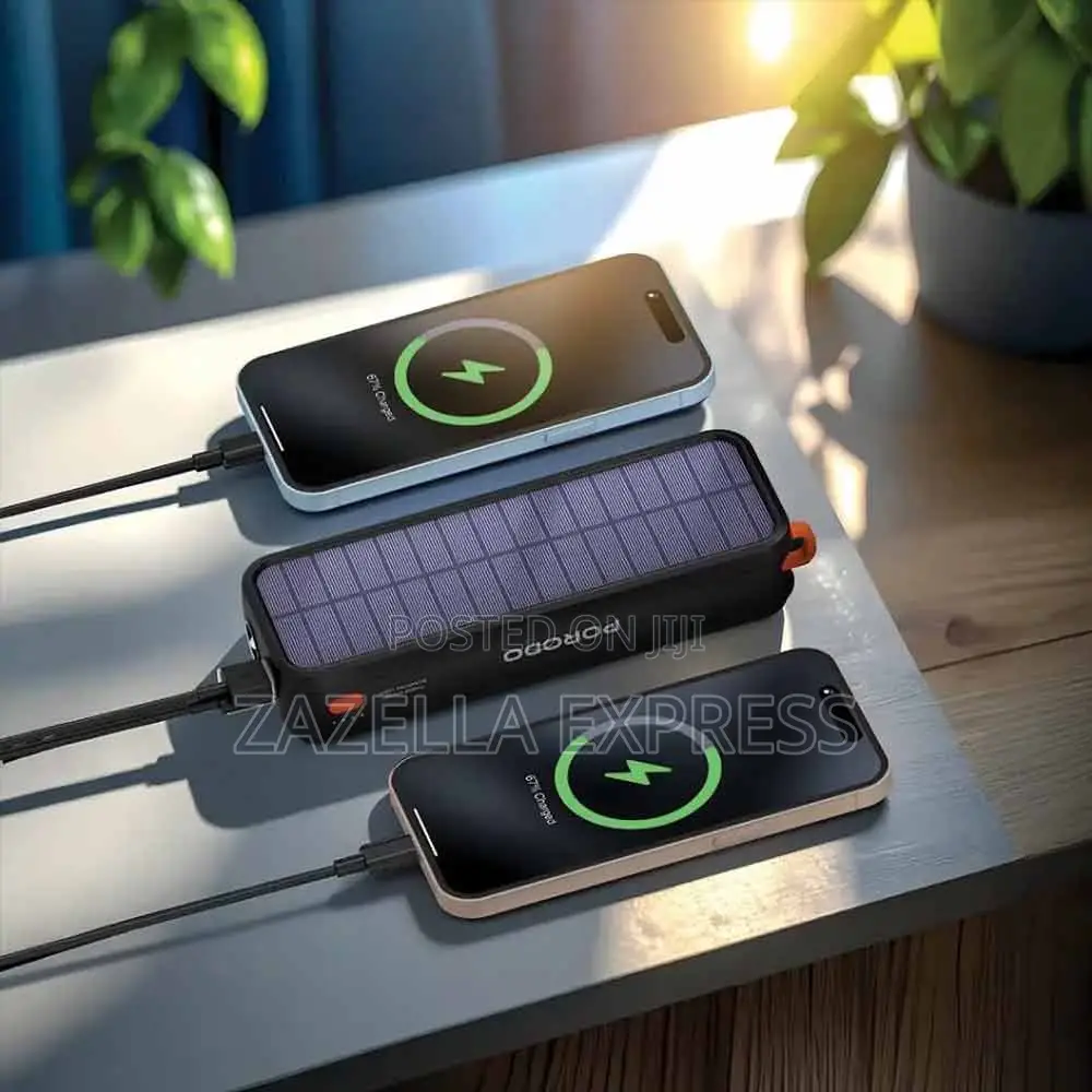 Porodo 20000mah Solar Powered 22.5w Powerbankwith Multimode Flashlight
