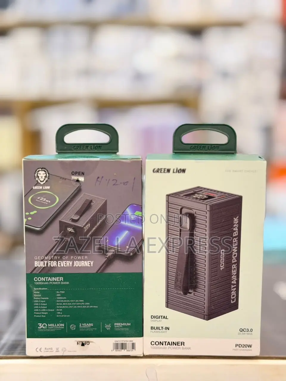 Green Lion Container Power Bank 10000mah Pd 20w, Unit With 4in1 Cable