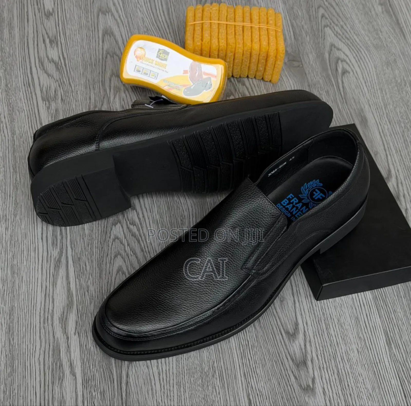 Franco Banetti Black Leather Slip-on Formal Shoes