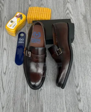 Dark Brown Leather Monk Strap Buckle Loafers by Franco Banetti