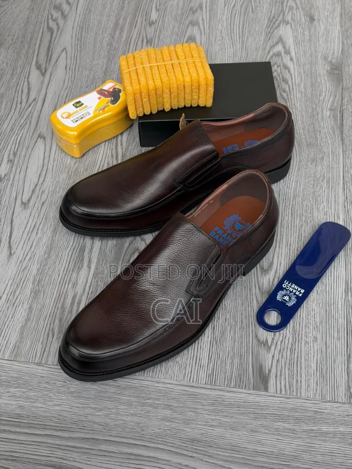 Franco Banetti Textured Slip-on Comfort Dress Shoes in Dark Brown.