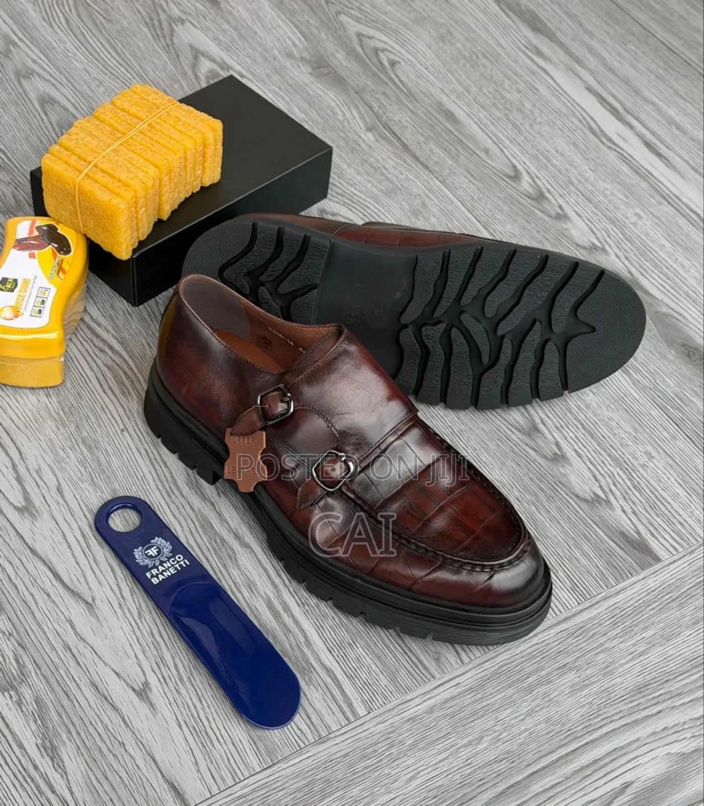 Shoetyle Burgundy Genuine Leather Handmade Double Monk Strap Shoes