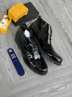 Franco Banetti Black Patent Leather Mirror Boots