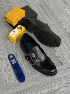 Franco Banette Black Leather Slip-on Loafers With a Strap and Buckle